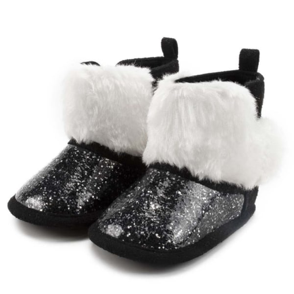 Winter Sparkling Baby Shoes Plus Velvet Warm Boots Black 13-18months