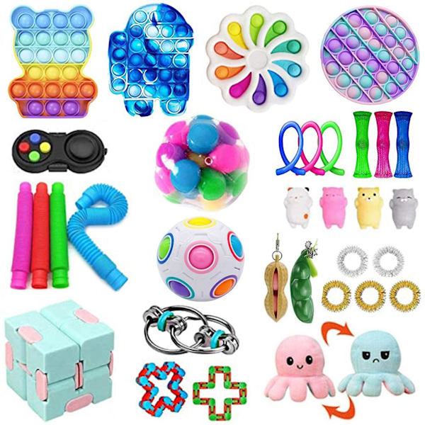 33 stk. sensorisk leketøy, klemmende boble dekompresjonssett for barn og voksne