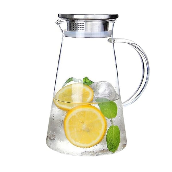 1,5 liters 51oz glaskaraff med lock, lätt att rengöra värmebeständig glaskaraff med handtag för varma/kalla drycker