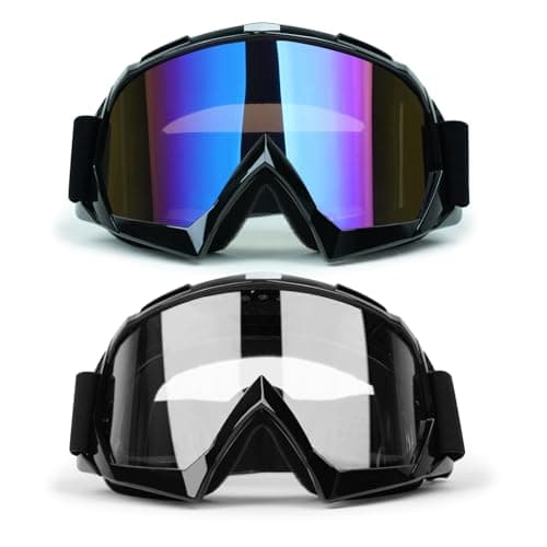 Dubbelpack Motocrossglasögon med UV400-skydd, imfria och reptåliga linser för ATV Dirt Bike terrängbruk, universell passform för körning