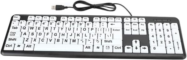 Stort trykktastatur med store bokstaver, USB-tastatur for synshemmede
