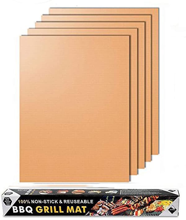 Kobber Grillmatte, 5-pakke Heavy Duty Magic Bbq Grillmatter Ikke-klebende, Gjenbrukbare og Enkle