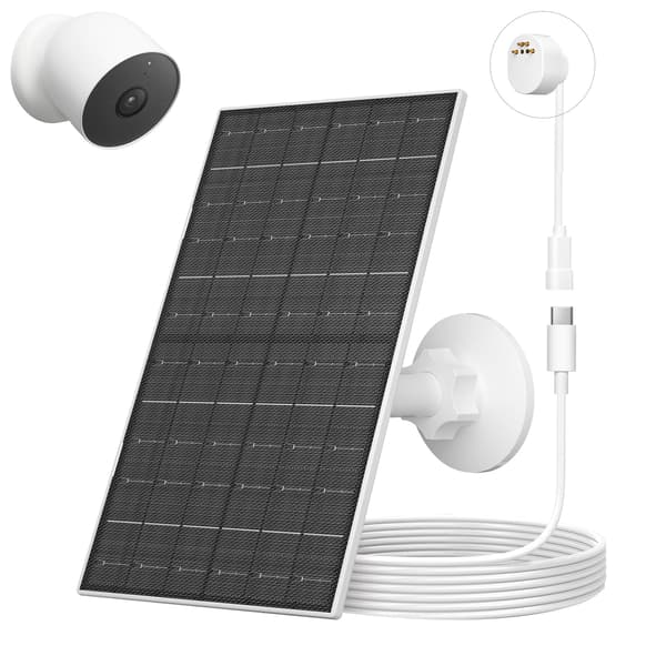 7W solcellelader for Google Nest Cam Battery, hvit 22x14cm, IP66 vanntett (Demo)
