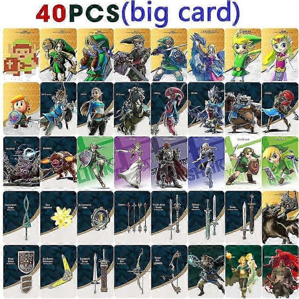 Treingi 2024 NYE 40 Zelda Amiibo-kort brukt for The Legend of Zelda: Tears of the Kingdom og The Legend of Zelda Stort Kort[HK]
