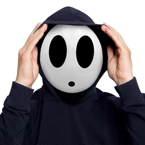 Shy Guy Maske for Halloween Cosplay – Hvit Helmaske Anime Maske Kostyme for Menn og Gutter, Morsom Rekvisitt (FMY)