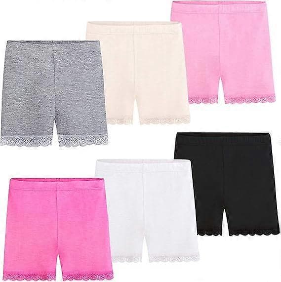 Pyöräilyshortsit tytöille, mustat tanssi- ja liikuntashortsit lapsille pitsireunuksella, urheiluun, 2-10 vuotta (100cm), 6 kpl (BT)