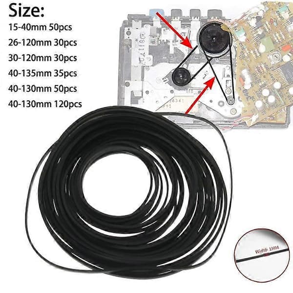 30-120-pakning Universal 26-135mm Miks Kassettspiller Rem Nytt Assortert Ensfarget Belte Kompatibelt med Opptaker Walkman DVD-stasjon(BT)
