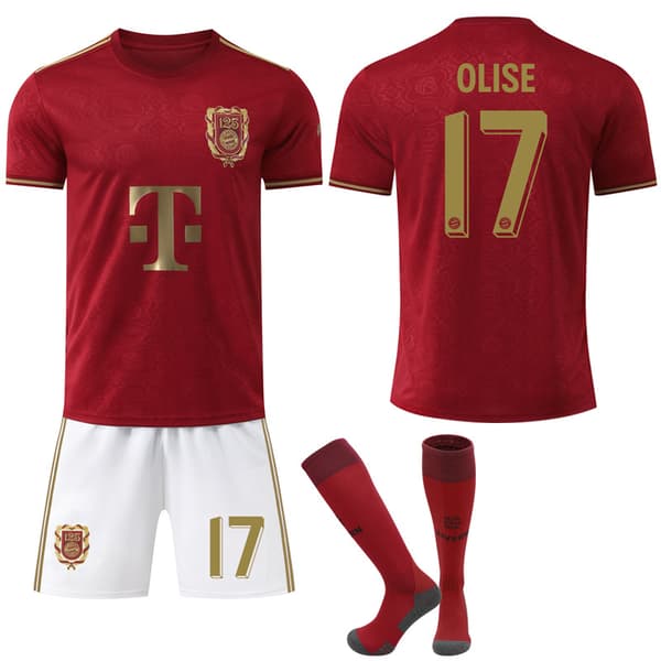 2025-2026 Bayern München 125-årsjubileumsutgave Drakter Barn Voksen Fotballtrøye Nr.17 OLISE