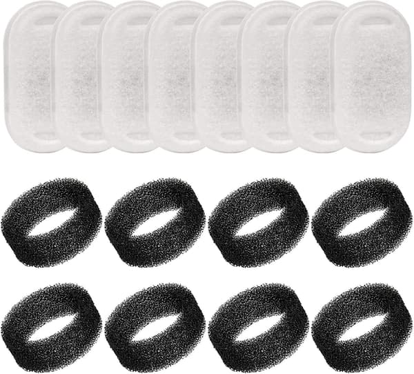 Kattfontenefilter, 16 stk erstatningsfilter for katt- og hundefontener, aktivt kullfilter for kattfontene 3,2 l rustfritt stål (8+8 stk)