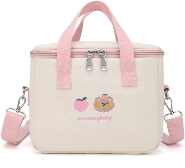Kawaii Matpakke Søt Brodert Matboks Gjenbrukbar Isolert Kjølebag