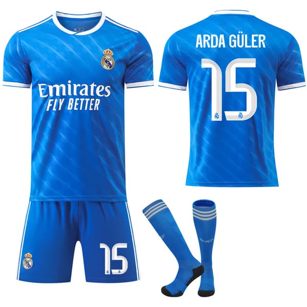 25-26 Real Madrid Udebanetrøje Blå Fodboldtrøje med Strømper Nr. 15 ARDA GÜLER-FM-