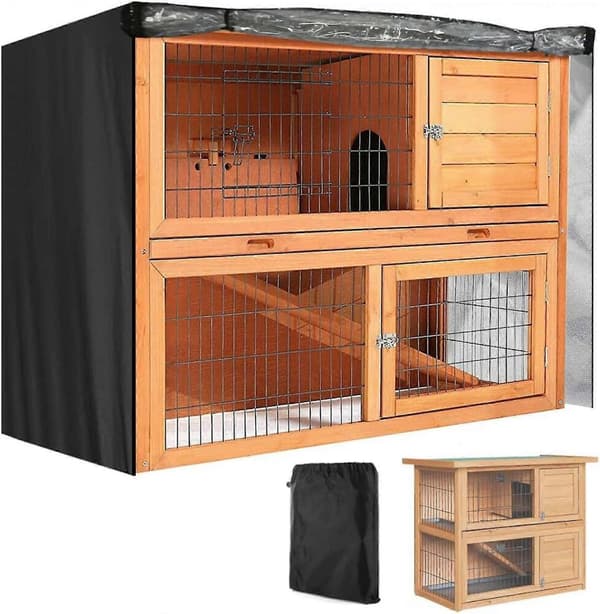 122x50x105cm Kaninbur med doble lag, vanntett og vindtett kaninbur egnet for utendørs bruk om vinteren-FM-