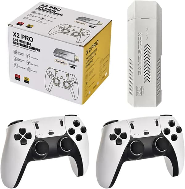 2025 Siste Modell Retro Videospillkonsoll-X2 PRO 4K Spillkonsoll 3D HD 128G 256G Trådløs Kontroller TV 50 Emulator (256G 60000+ Spill) Hvit