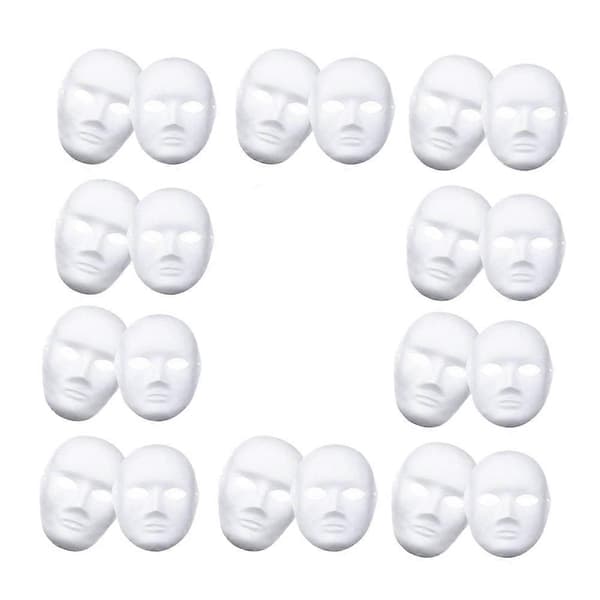 Hvit Maske, 12 stk Helmaske Blank DIY Maske Dans Cosplay Fest Enkel Maskerade Papirmaske til D