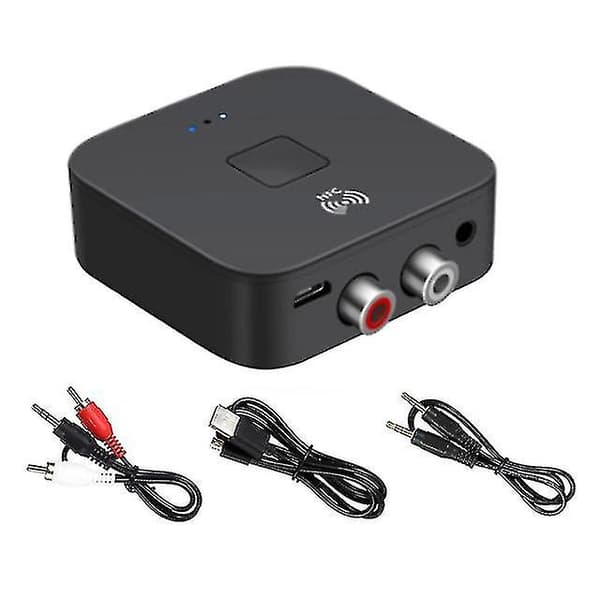 Bluetooth 5.0 RCA lydmottaker Aptx 3,5 mm Aux Jack musikk trådløs Bluetooth-adapter med NFC for bil-TV-datamaskin-høyttalere