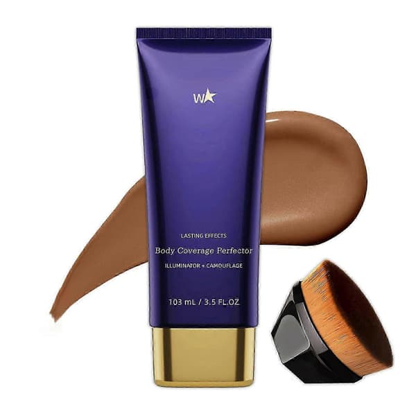 Body Coverage Perfector Vandtæt Ben- og Kropsmakeup - Tatoveringsdækkende Makeup 3,5 Fl.oz Farve 06 Med Børste