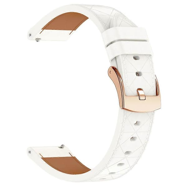 20 mm klokkereim Kompatibel med Garmin vivoactive 5 Venu 2 Plus firkantet rosegullfarget spenne ekte lærreim hvit