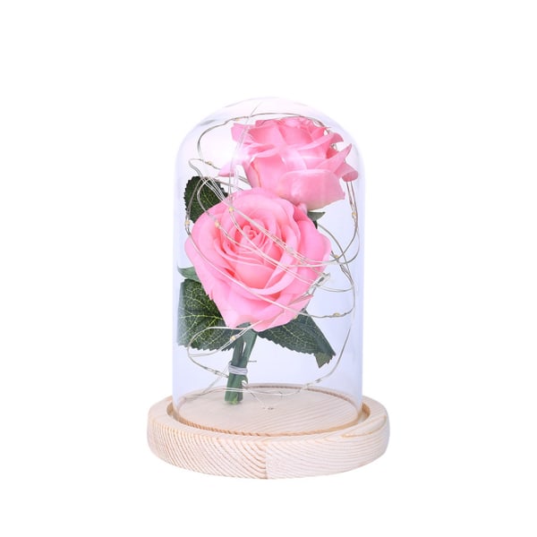 Artificial Rose Flower 20led Light Glass Cover Lamp Ornament No.4