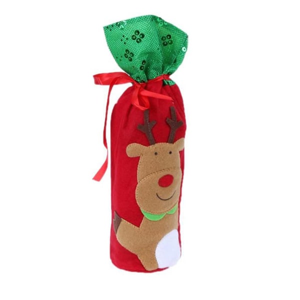 Christmas Drawstring Wine Bottle Bags Snowman Deer Ornament No.3