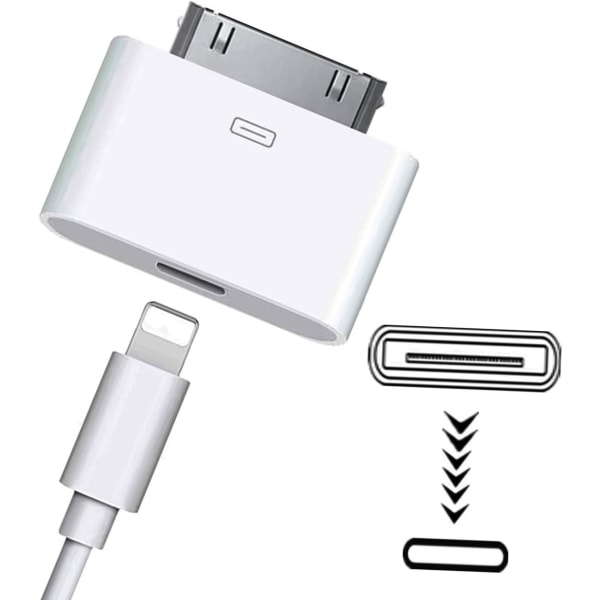 Tech of sweden 8-pin Til 30-pin Adapter Iphone, Ipad .. White