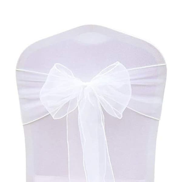 25-delad rosettstolsöverdrag - organza bröllop 18 x 275 cm vit