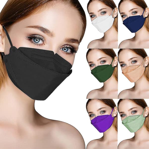 50 stk. engangsansigtsmasker Kf94 masker Anti-støv ansigtsmasker Voksne farverige Kf94 beskyttelsesmasker（Hvid）