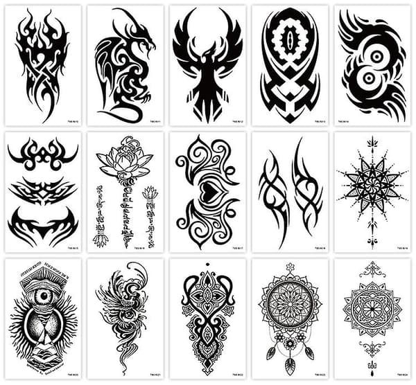 18 stk. Fuld Arm Vandtæt Midlertidig Tatovering Halv Arm Skulder Tatovering Sticker Overdimensioneret Tatovering Sticker