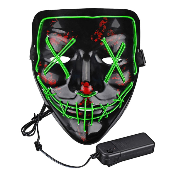 No name El Wire Purge Led-maske (grøn) - Halloween & Masquerade Green
