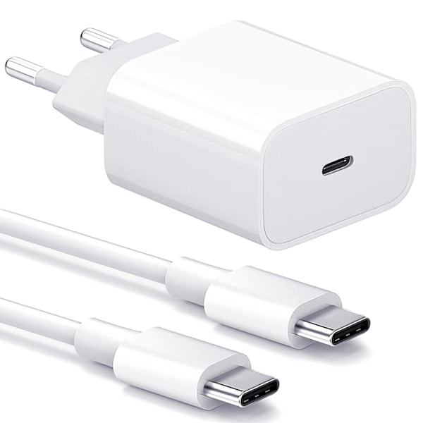 No name Oplader Til Samsung - Hurtiglader 20w Usb-c Strømadapter + Kabel White