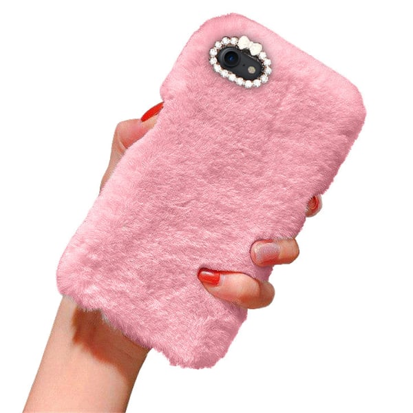 No name Iphone 6 / 6s - Cover Mobilcover Fluffy Fur Pink