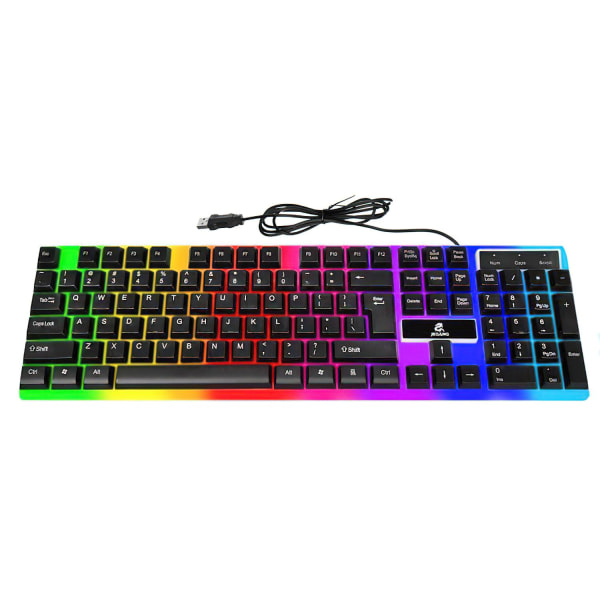 No name Gaming-tastatur Med Mekaniske Kontakter Og Rgb Led-lys Black
