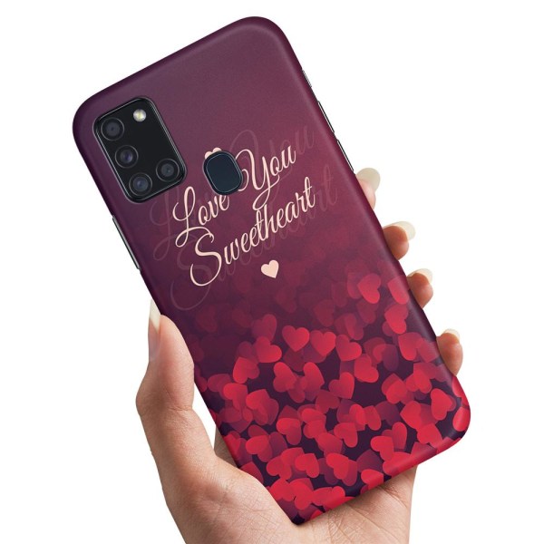 No name Samsung Galaxy A21s - Cover / Mobiletui Hearts Love