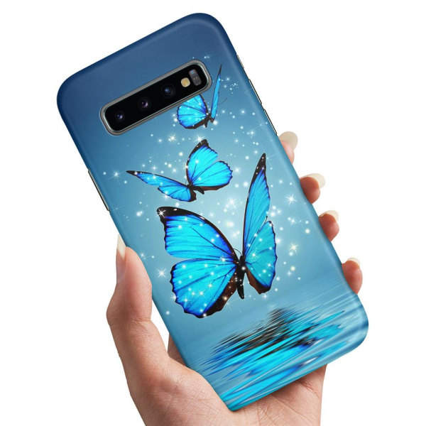 No name Samsung Galaxy S10 Plus - Cover / Mobilcover Glitter Sommerfugle