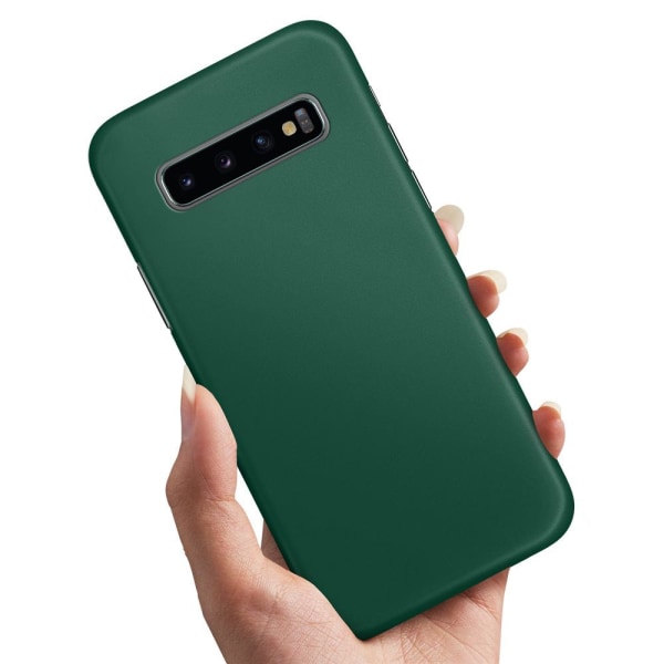 No name Samsung Galaxy S10 Plus - Cover / Mobilcover Mørkegrøn Dark Green