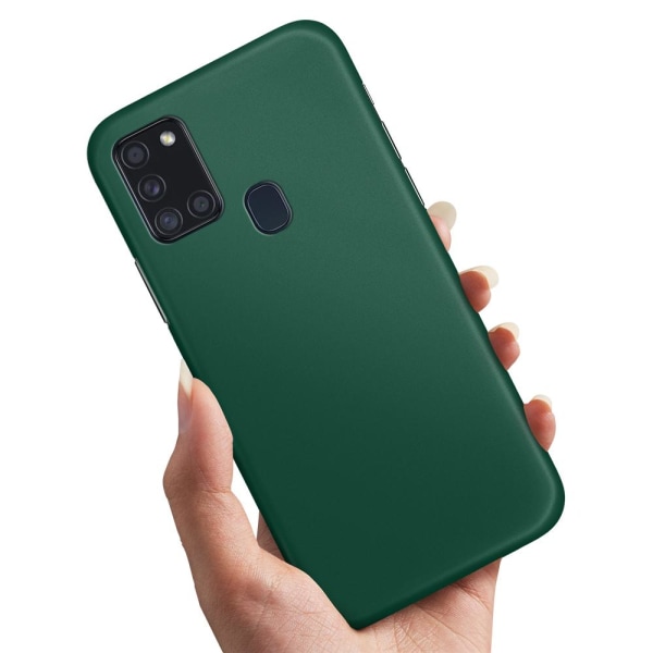 No name Samsung Galaxy A21s - Cover / Mobilcover Mørkegrøn Dark Green