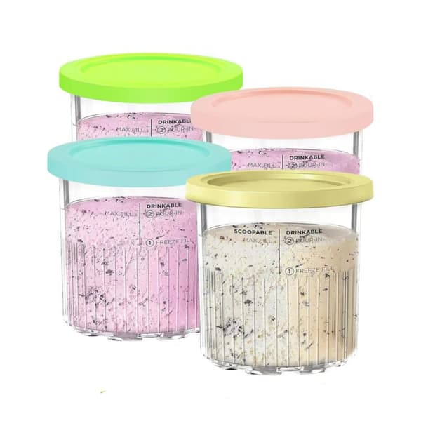 4 STK Deluxe Ninja Creamy Beholdere, 680 ML Beholder for Ninja Creamy NC500 NC501, Iskrembeholdere med lokk og skje