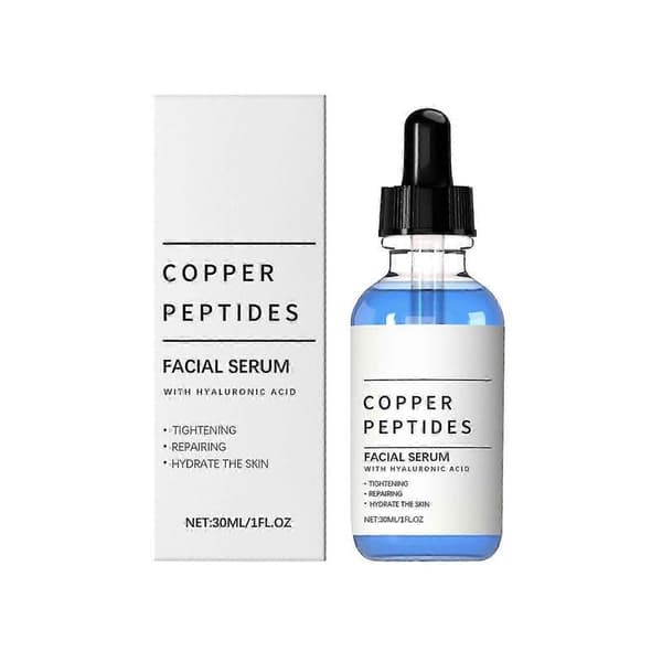 Kobberpeptider Serum for Ansikt - med GHK-Cu og Hyaluronsyre - Anti-aldrings Serum for Glattere, Fastere Hud, Hudelastisitet, Hydrering
