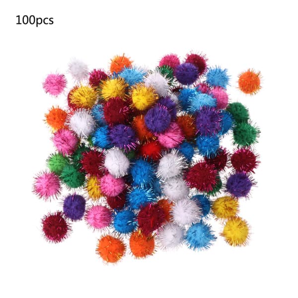 100 stk. 30 mm Mini Fluffy Soft Pom Poms Pompoms Glitter Ball Håndlavede Børnelegetøj DI