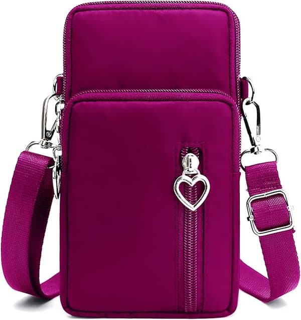 Kvinners crossbody-telefonveske, damevesker over skulderen, 3 lag mobiltelefonveske, nylonlommebok for kvinner, håndvesker