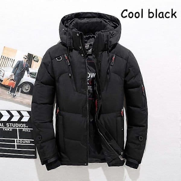 -30℃ Vinter Herr Anka Tjock Dunjacka Herr Snö Parkas Kappa Man Varm Vinter Dunjacka Ytterkläder cool svart L
