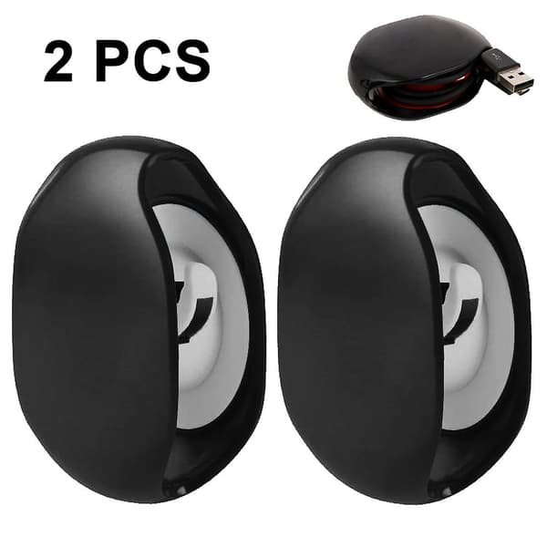 2 Pak Automatisk Rulle Øretelefon Kabel Oplader Kabelvikler Hovedtelefon Kabel Organizer Til Usb Kabler, Hovedtelefon Kabel (sort)