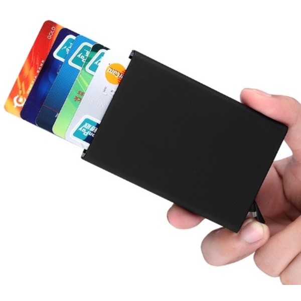 Köp Smart korthållare skjuter Fram 5 kort - RFID Säker Svart | Fyndiq