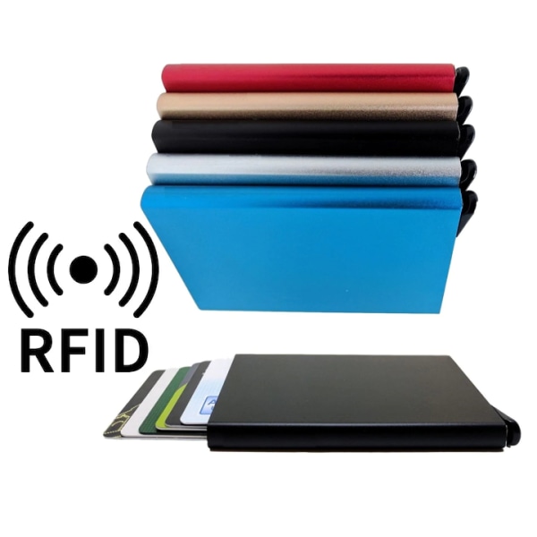 Köp Smart korthållare skjuter Fram 5 kort - RFID Säker Svart | Fyndiq