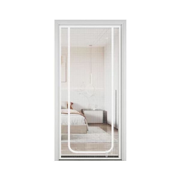 Cat Repellent Door Curtain with Zipper - Durable Mesh, Protects Against Cats and Pests, Easy to Install White[RM]