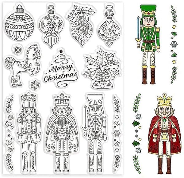 Jule Nøddeknækker Mønster Dekoration Klare Stempler Julelanterne Lille Klokke Gennemsigtige Silikone Stempler til DIY Scrapbooking Prægningsskabeloner