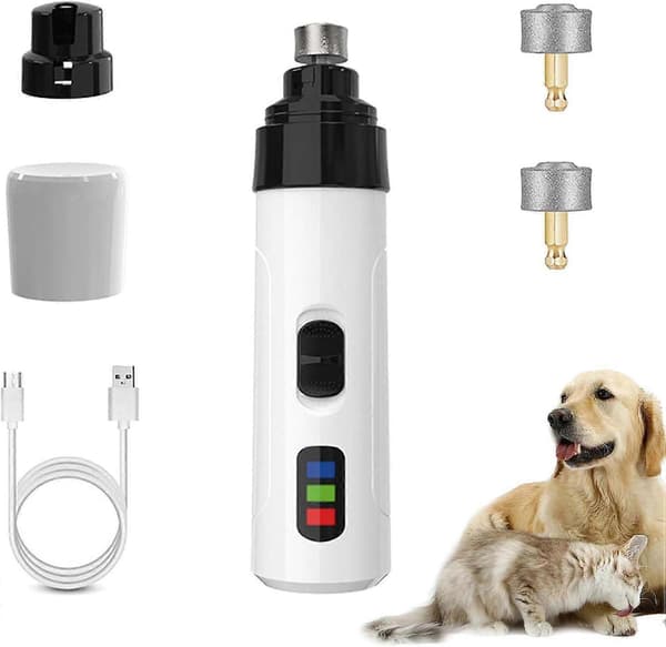 Heusom Silent Groom Pro Kynsienhioja koirille, Ladattava USB sähköinen lemmikkieläinten kynsileikkuri 2 hiontapäällä, Lemmikkieläinten hoitotyökalu