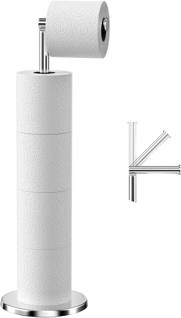 Fristående toalettpappershållare, rostfritt stål, hygienisk rulle