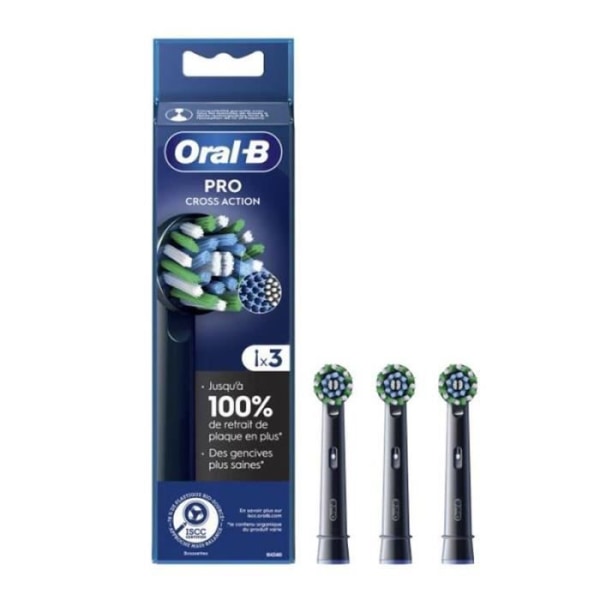 ORAL-B Oral-b Pro Cross Action Svarta Tandborsthuvuden - 3 Enheter