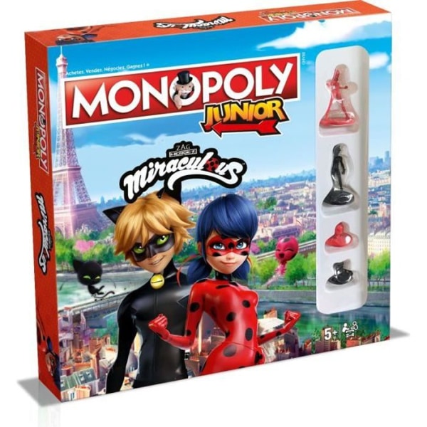 WINNING MOVES Monopoly Junior - Miraculous Ladybug Brädspel Fransk Version