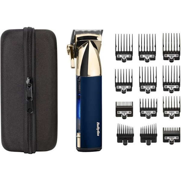 Sladdlös hårklippare - BABYLISS - E992E Super-X Metal - 3 timmars batteritid - Guld & Marinblå Utgåva